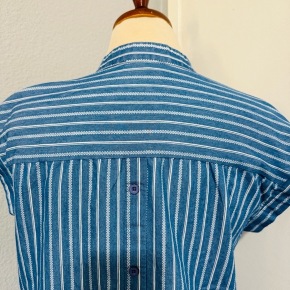 Weekend Suzanne Betro Blue Striped Women's Relaxed Tunic Loungewear Top Size S - Picture 9 of 15